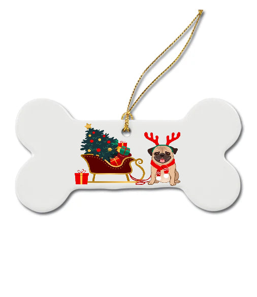 Porcelain Dog Bone Ornament, 2 Sided Gloss White, 4.5" x 2.375"  (12 Pack)