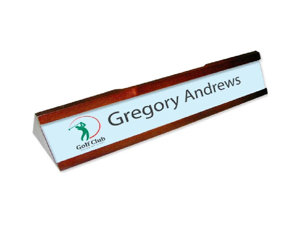 Unisub Wood/Aluminum Mahogany Name Plate Holder w/Aluminum Insert, Gloss White, 9.375" x 1.68" x 0.03 " (Case/10)