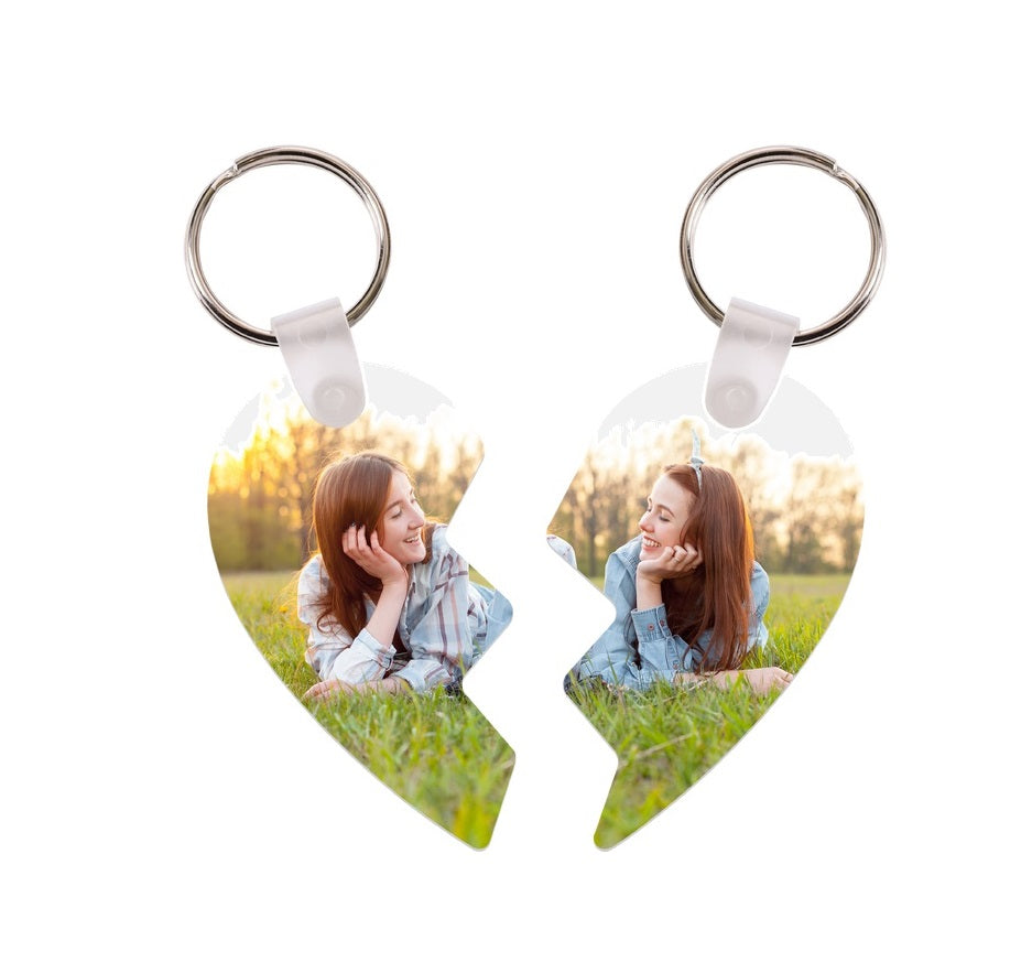 Unisub Aluminum Key Chain - Two Part Heart 2-Sided, Semi-Gloss White, 2.73" x 3.18" x 0.045 " (Case/50)